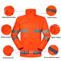 Флуоресцентный Оранжевый Непромокаемый Куртка,Дорожной Безопасности Высокая Видимость Водонепроницаемый Светоотражающий Дождя Пальто Костюмы